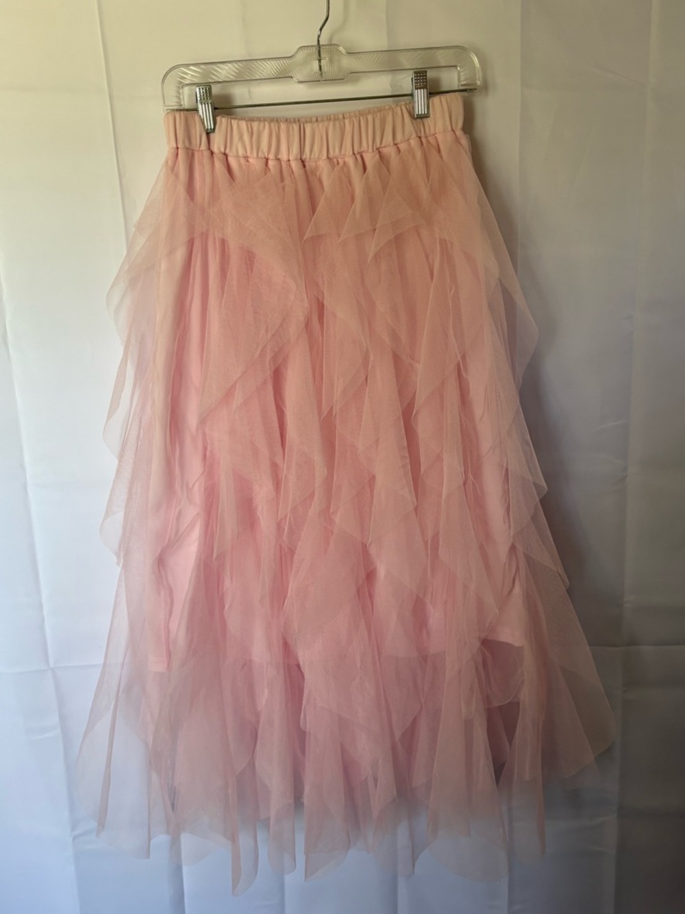 Pink Tulle Ruffle Midi Skirt - Size M - Picture 3 of 4